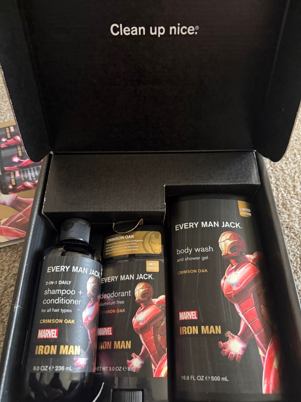 Every Man Jack Iron Man Crimson Oak Men’s Grooming Set - Red - Picture 3 of 5